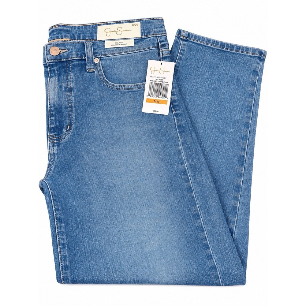 Jessica Simpson Melrose Women's Relaxed Straight Jeans Size 8/29 Blue Denim NWT